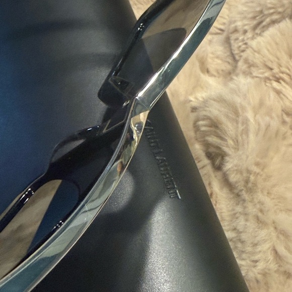 Saint Laurent NWOT Sexy Black Cat-Eye Sunglasses $495 w/ silver accents & case. main image 5